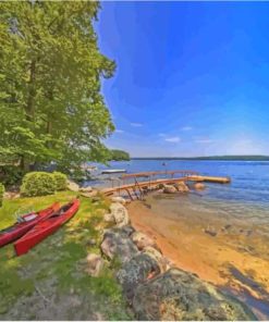 Kayaks By Sebago Lake Maine Diamond Paintings