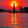 Marquette Lighthouse Silhouette Diamond Paintings