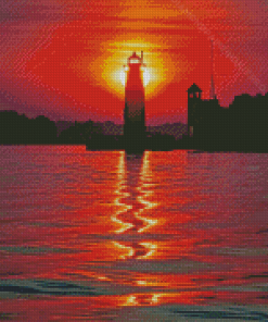 Marquette Lighthouse Silhouette Diamond Paintings