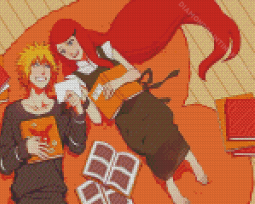 Minato And Kushina Laying On The Floor Diamond Paintings