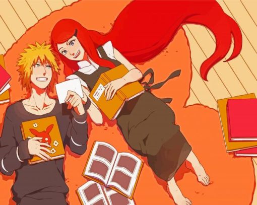 Minato And Kushina Laying On The Floor Diamond Paintings