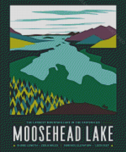 Moosehead Lake Maine US State Poster Diamond Paintings