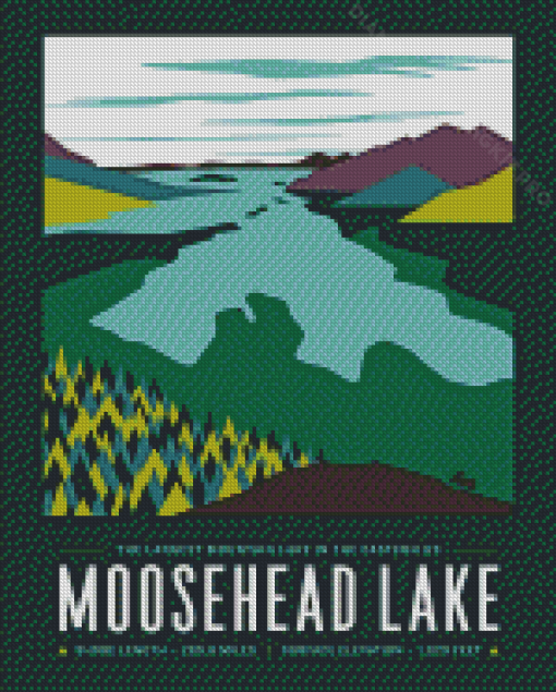 Moosehead Lake Maine US State Poster Diamond Paintings