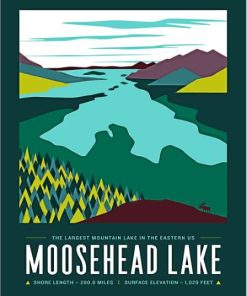 Moosehead Lake Maine US State Poster Diamond Paintings