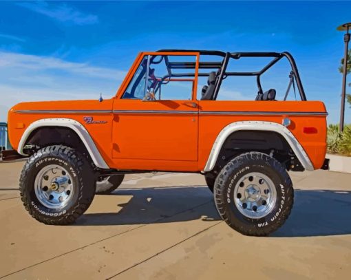 Orange Ford Bronco Car Diamond Paintings