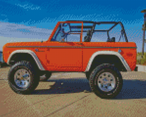 Orange Ford Bronco Car Diamond Paintings