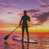 Paddleboarding At Sunset Diamond Paintings