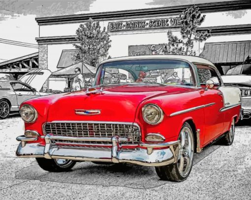 Red 55 Chevy Art Diamond Paintings