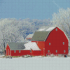 Red Barn In Winter Diamond Paintings