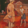 Retro Woman Golfer Diamond Paintings