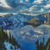 Snowy Crater Lake Diamond Paintings