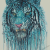 Splatter Blue Tiger Head Diamond Paintings