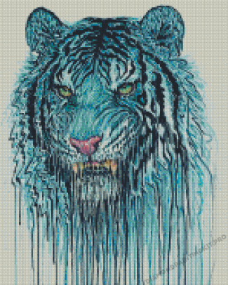 Splatter Blue Tiger Head Diamond Paintings