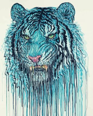 Splatter Blue Tiger Head Diamond Paintings