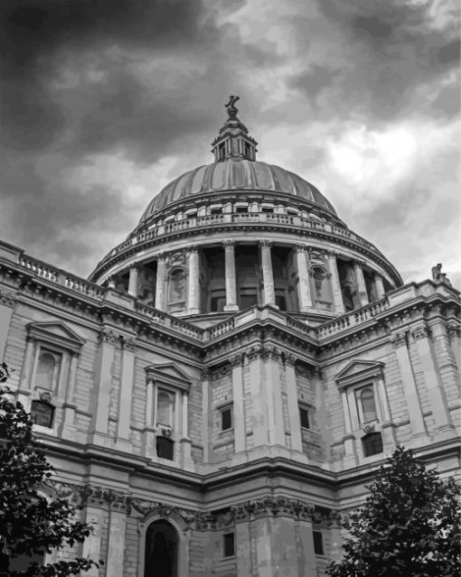 St Pauls Cathedral In Black And White Diamond Paintings