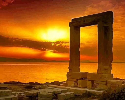 Sunset In Portara Naxos Diamond Paintings