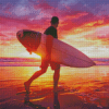 Surfer At Sunrise Diamond Paintings