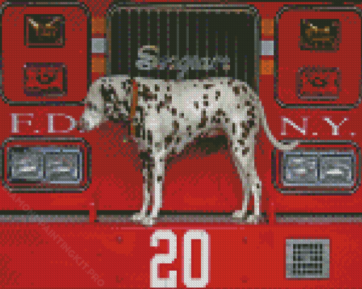 The Dalmatian And Fire Truck Diamond Paintings