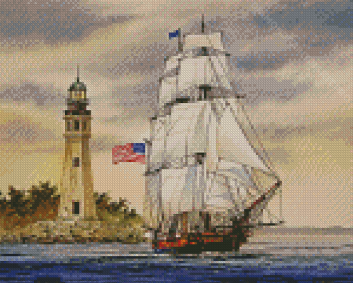 US Ship And Lighthouse Diamond Paintings