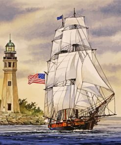 US Ship And Lighthouse Diamond Paintings
