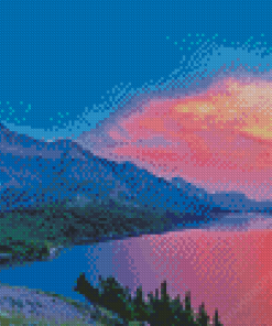 Waterton Lake At Sunset Diamond Paintings