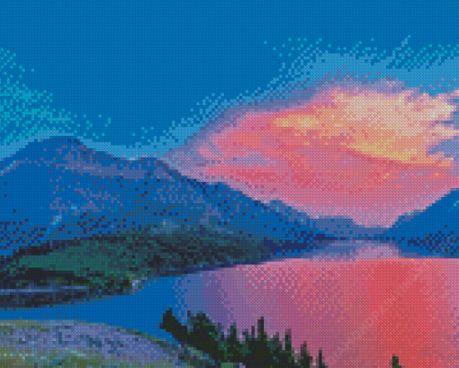 Waterton Lake At Sunset Diamond Paintings