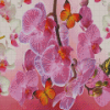 White Pink Orchid And Butterflies Diamond Paintings