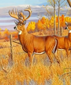 Whitetail Buck And Doe Animals Diamond Paintings