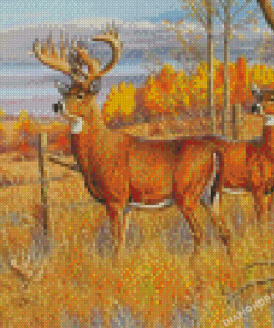 Whitetail Buck And Doe Animals Diamond Paintings