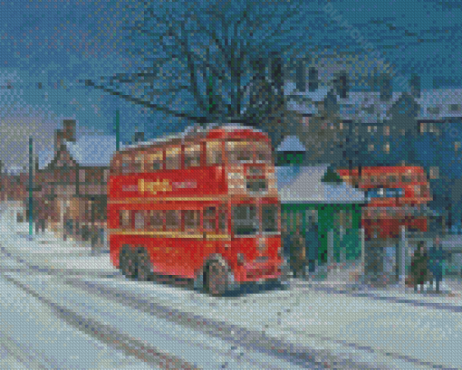 Winter Trolleybus Diamond Paintings