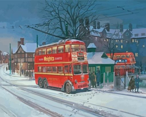 Winter Trolleybus Diamond Paintings