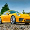 Yellow Porsche Car Diamond Paintings