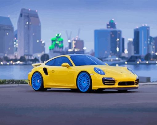 Yellow Porsche Diamond Paintings