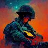 Abstract Soldier Lonely Musician Diamond Paintings