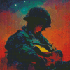 Abstract Soldier Lonely Musician Diamond Paintings