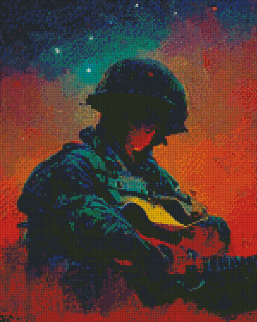 Abstract Soldier Lonely Musician Diamond Paintings