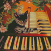 Aesthetic Cat And Piano Animation Diamond Paintings