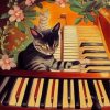 Aesthetic Cat And Piano Animation Diamond Paintings