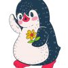 Aesthetic Penguin With Flower Diamond Paintings
