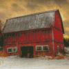 Aesthetic Red Barn In Winter Diamond Paintings