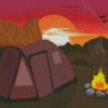 Aesthetic Mountain Campfire Diamond Paintings