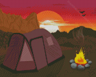Aesthetic Mountain Campfire Diamond Paintings