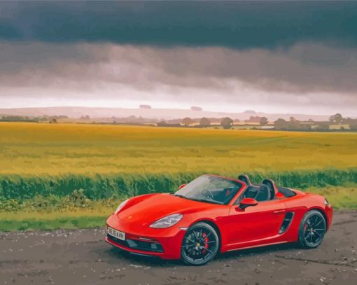 Aesthetic Red Porsche Boxster Diamond Paintings