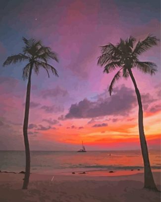 Aruba Beach At Sunset Diamond Paintings