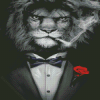 Black And White Smoking Lion Diamond Paintings