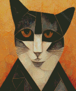 Black Cubist Cat Diamond Paintings