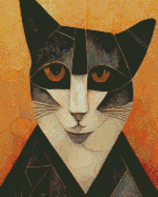 Black Cubist Cat Diamond Paintings