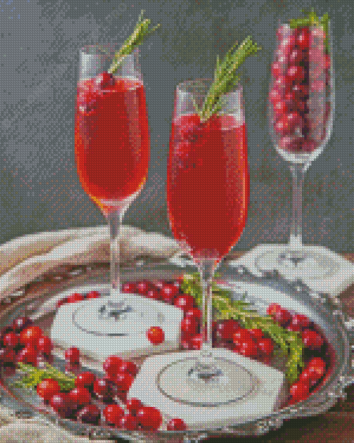 Cherry Cocktail Glasses Diamond Paintings