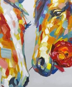 Colorful Abstract Horses With Rose Diamond Paintings
