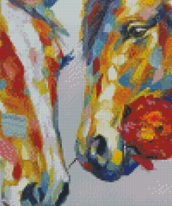 Colorful Abstract Horses With Rose Diamond Paintings